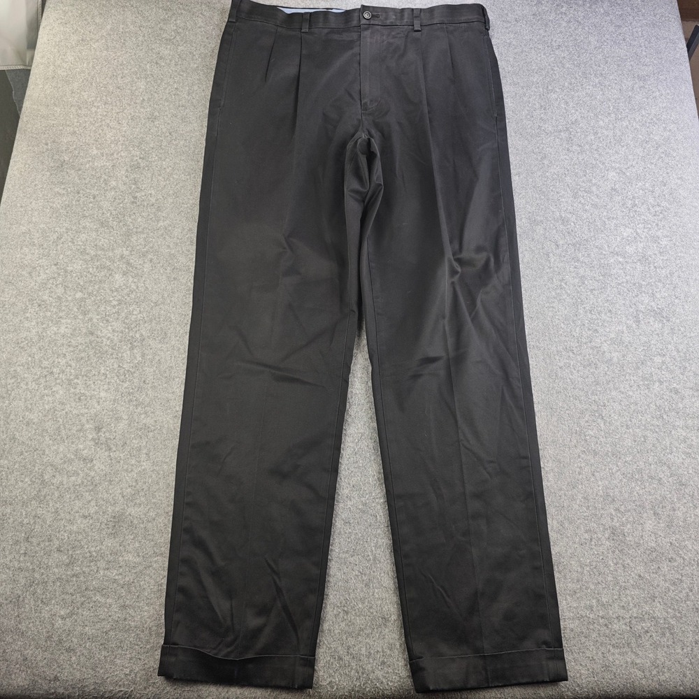 Brooks Brothers Elliot Advantage Chino Pants Mens 37x34 Black Pleated Slacks